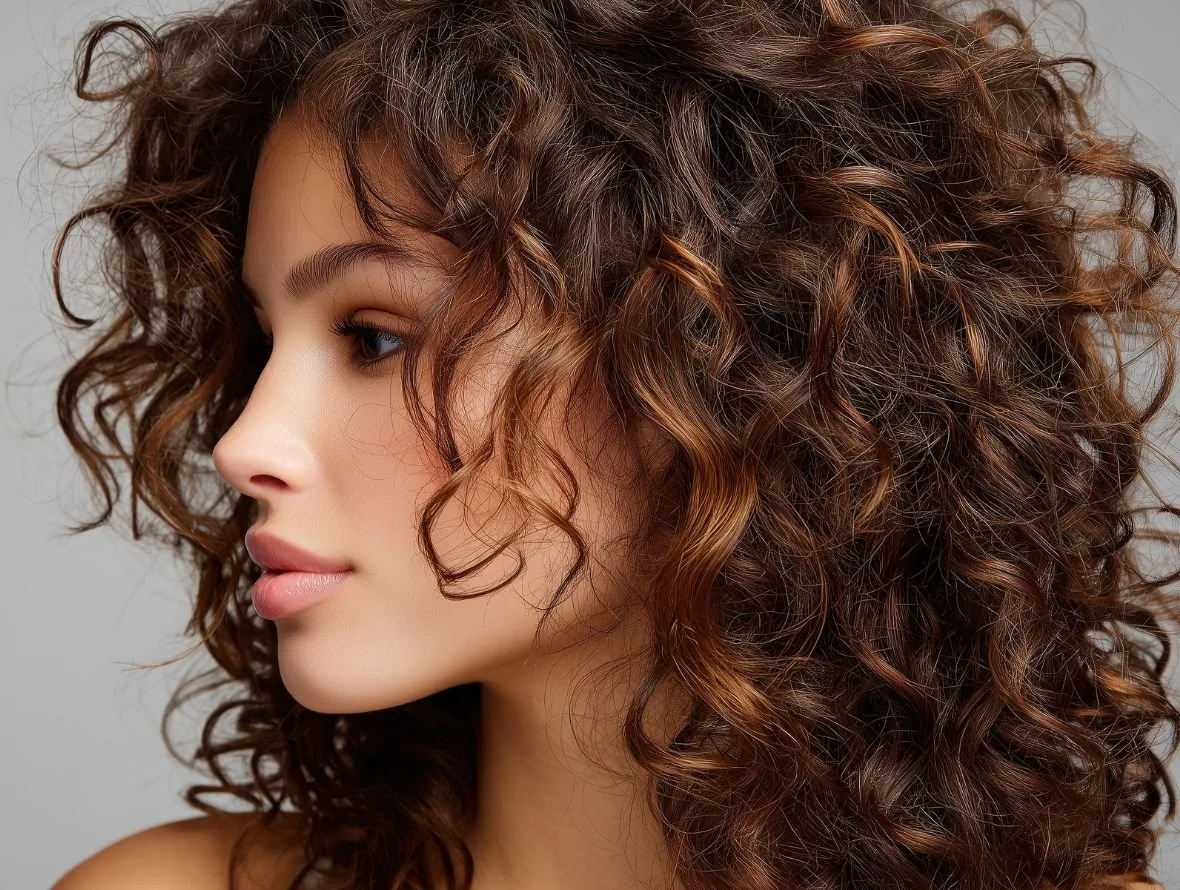 A curly cut shaped and defined in the salon