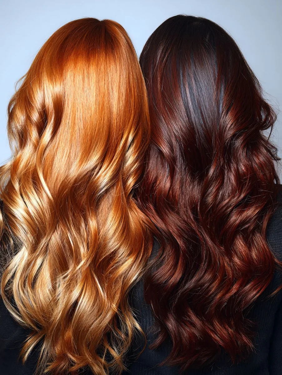 Copper and deep red color results side by side